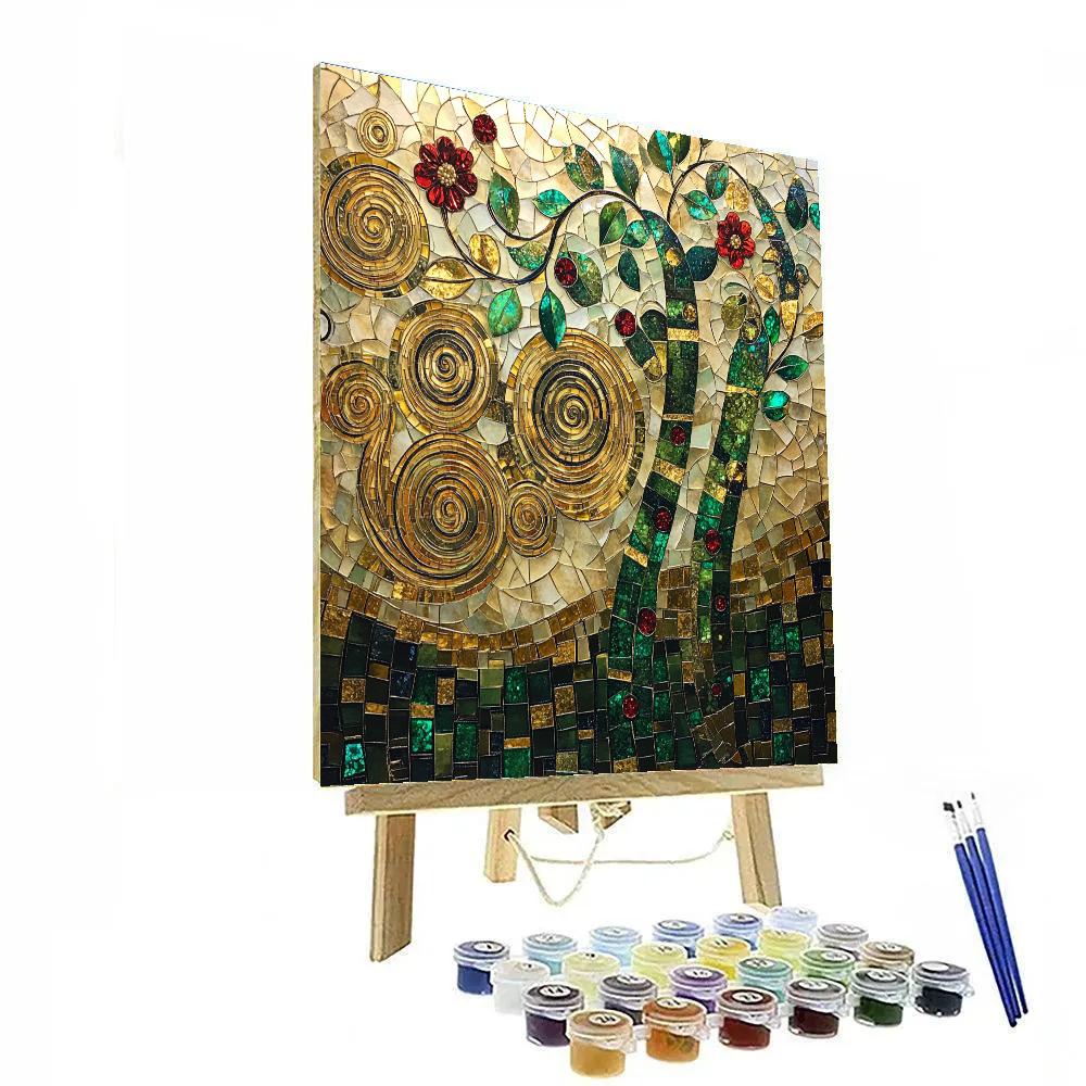 Gustav Klimt Inspired Celestial Garden Mosaic Paint by numbers art