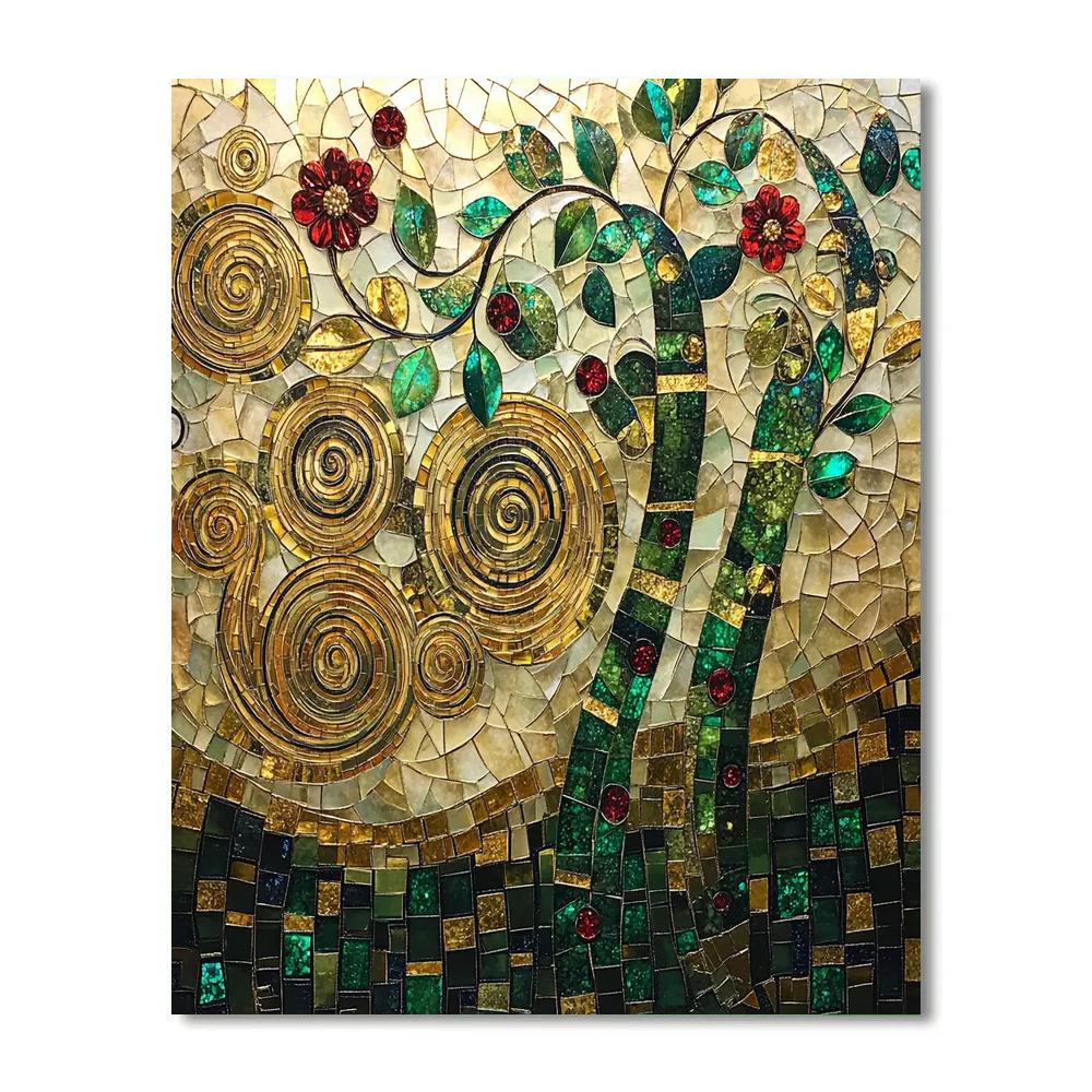 Gustav Klimt Inspired Celestial Garden Mosaic Paint by numbers art