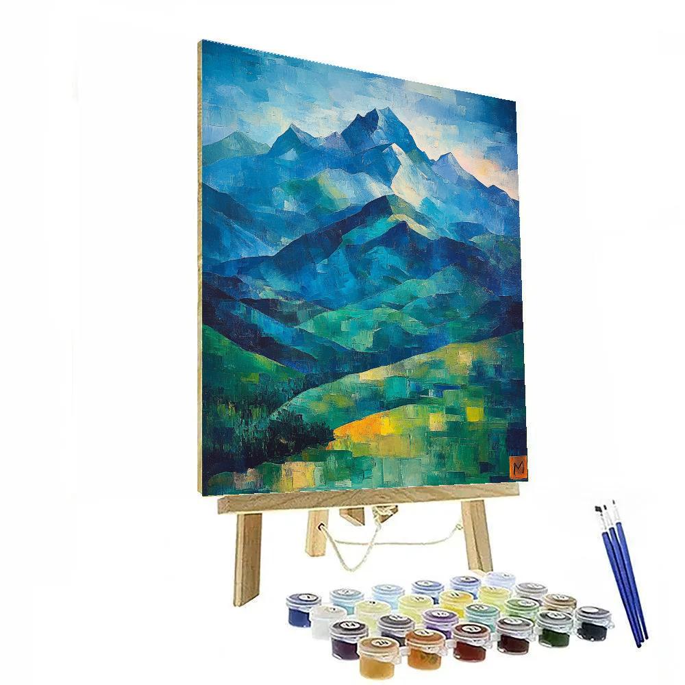 Paul Cézanne Inspired Mountainous Abstract Landscape paint by number