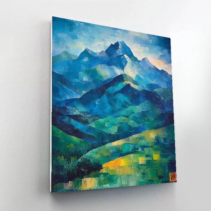 Paul Cézanne Inspired Mountainous Abstract Landscape paint by number