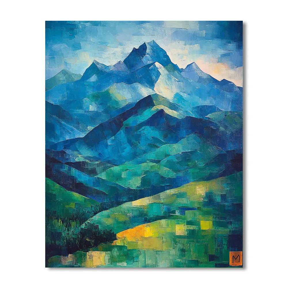 Paul Cézanne Inspired Mountainous Abstract Landscape paint by number