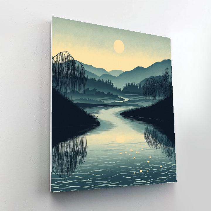 Hiroshige Inspired Moonlit River Bend Paint by numbers kits