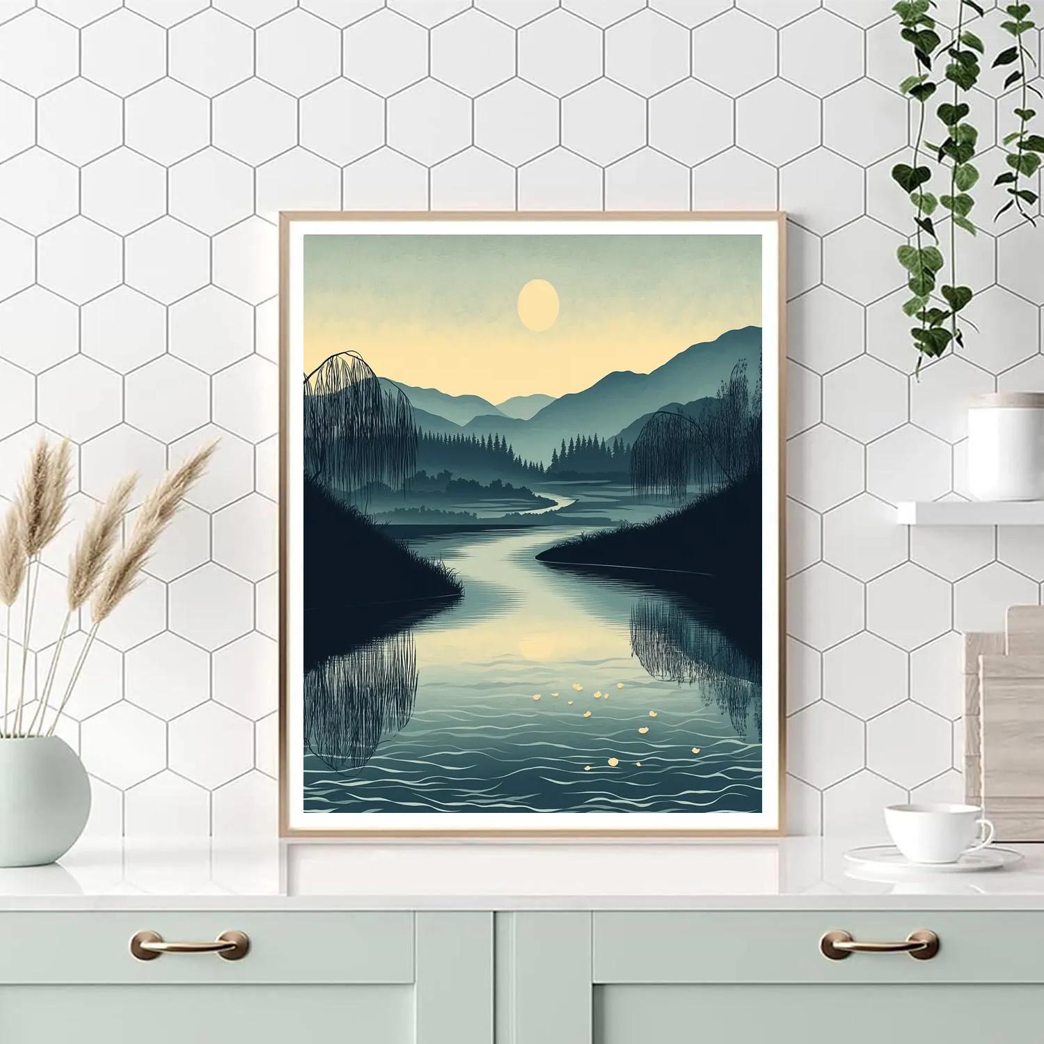 Hiroshige Inspired Moonlit River Bend Paint by numbers kits