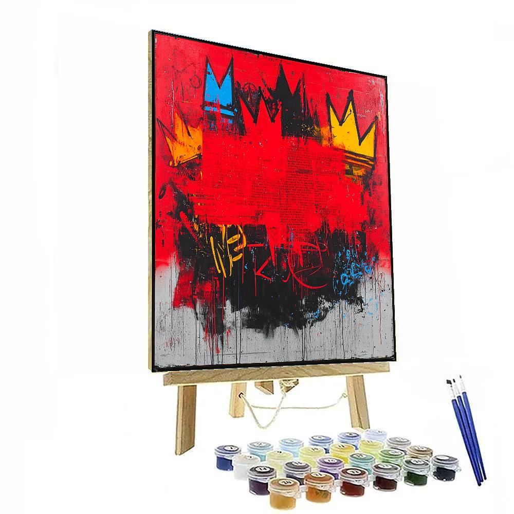 Jean-Michel Basquiat Inspired Urban Crown Cosmos Number painting