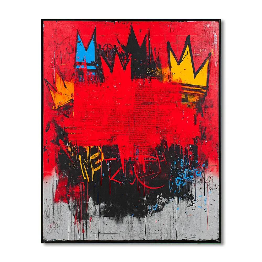 Jean-Michel Basquiat Inspired Urban Crown Cosmos Number painting