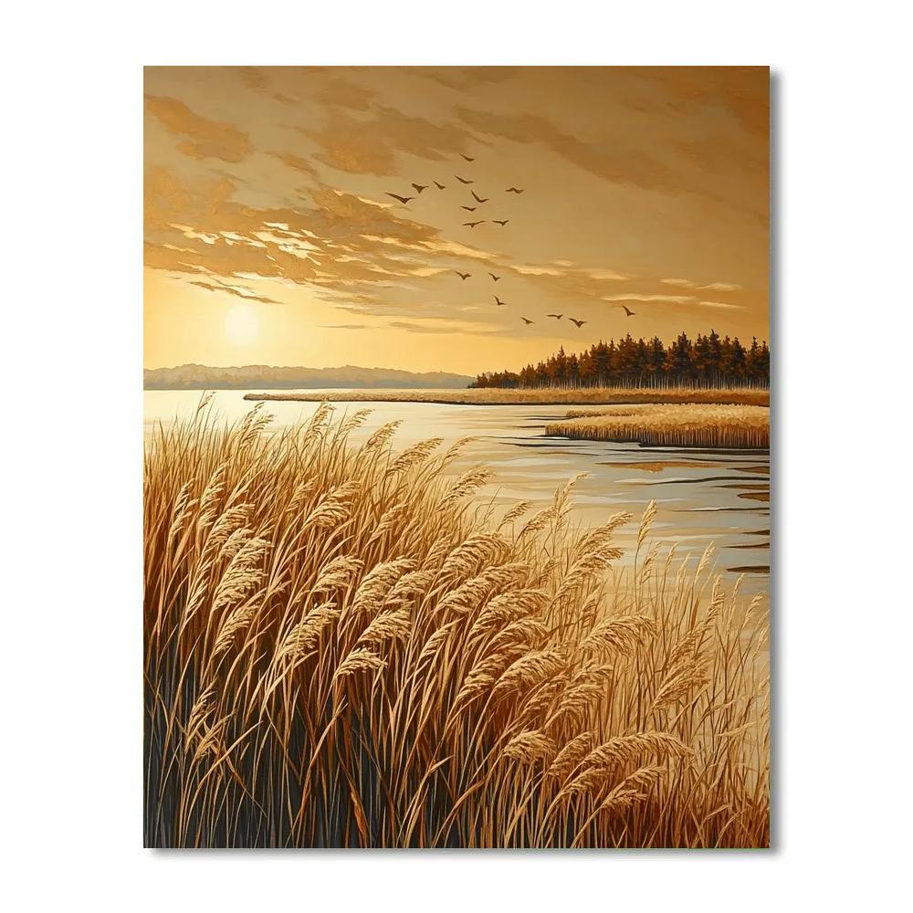 Hiroshige Inspired Autumn Reed Panorama Paint by numbers kits