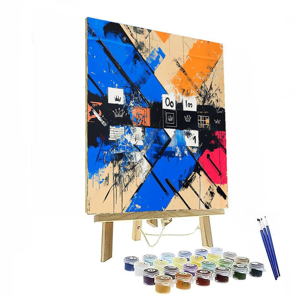 Jean-Michel Basquiat Inspired Fractured Identity Matrix paint by color