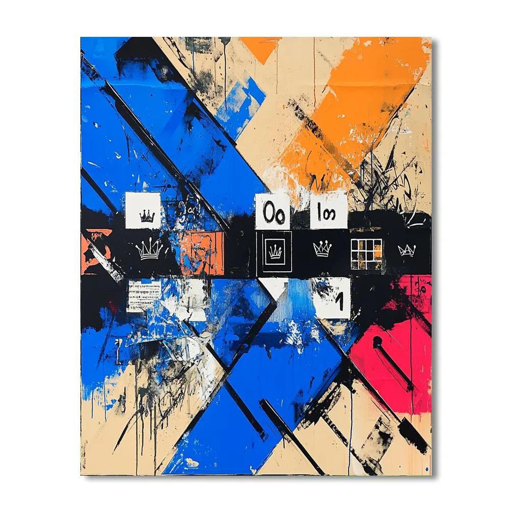 Jean-Michel Basquiat Inspired Fractured Identity Matrix paint by color