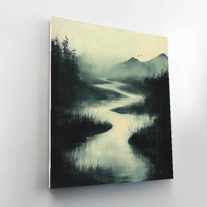 Zhao Mengfu Inspired River Of Quiet Calligraphy Numbered painting kits