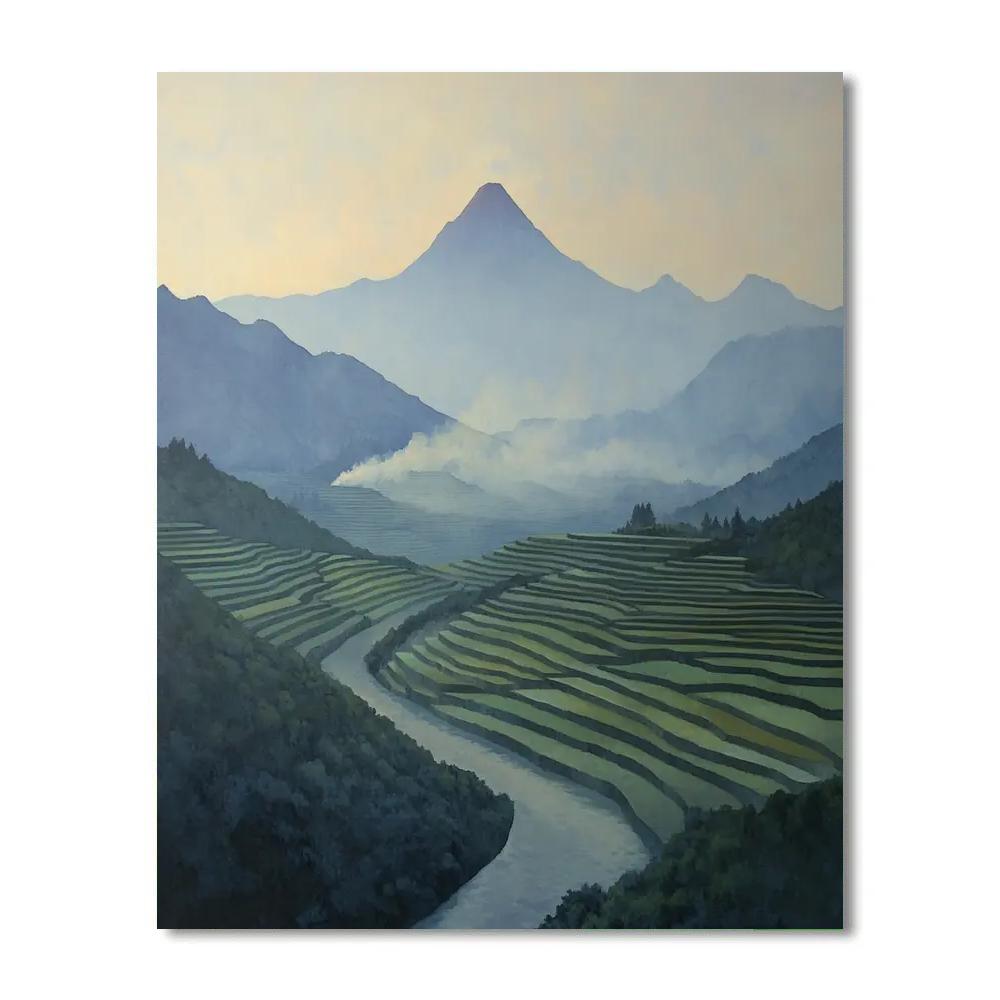 Hiroshige Inspired Distant Volcano Mists Painting by numbers kit