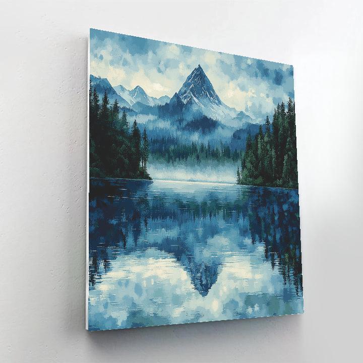 Georges Seurat Inspired Mountain Lake Reflection painting number kit