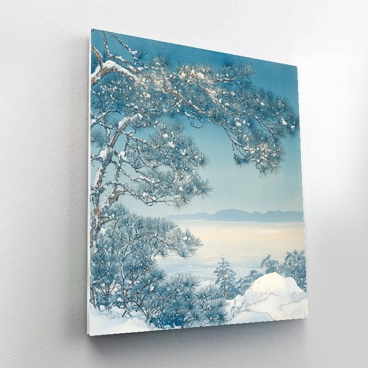 Hiroshige Inspired Winter Pine Breath paint by number