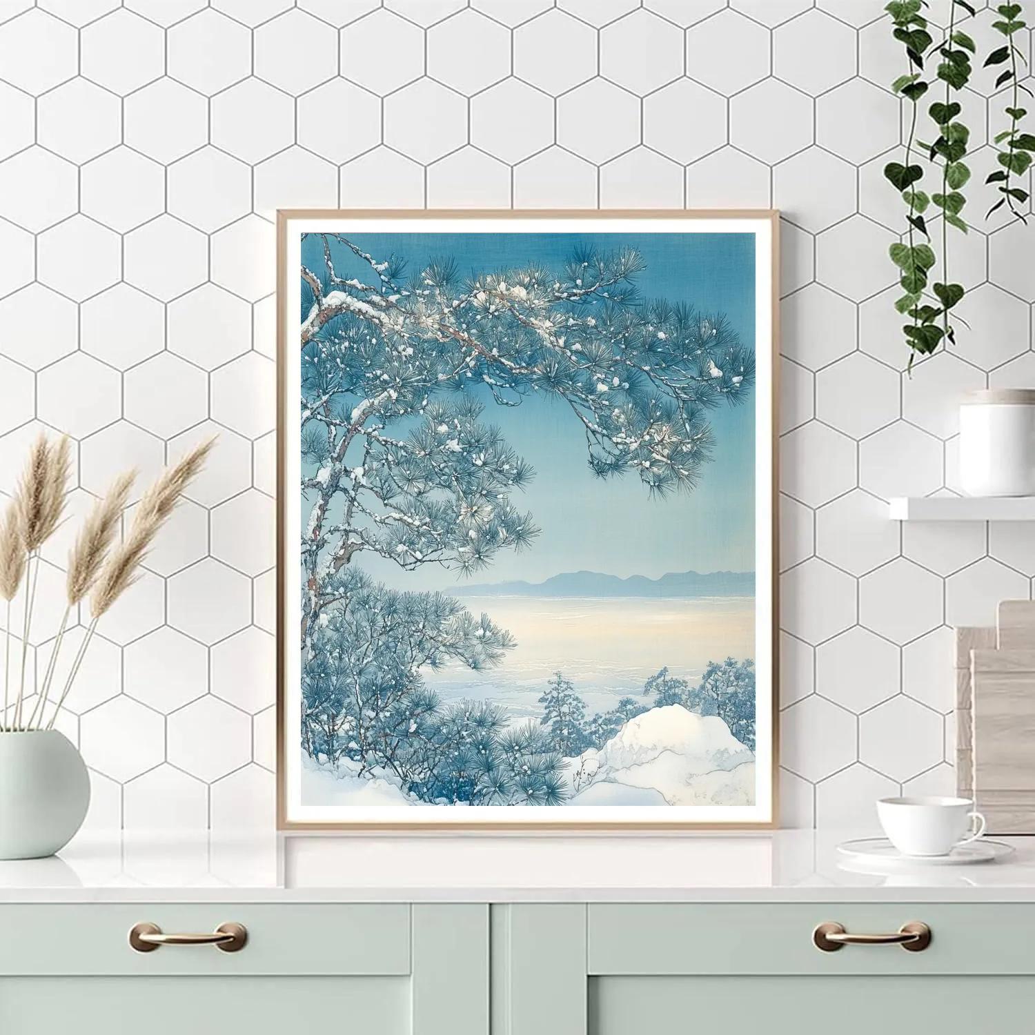 Hiroshige Inspired Winter Pine Breath paint by number