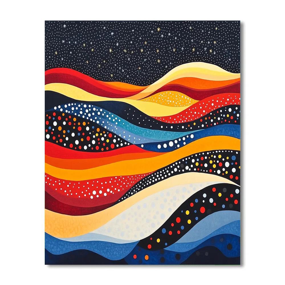 Yayoi Kusama Inspired Cosmic Infinity Pattern paint by color