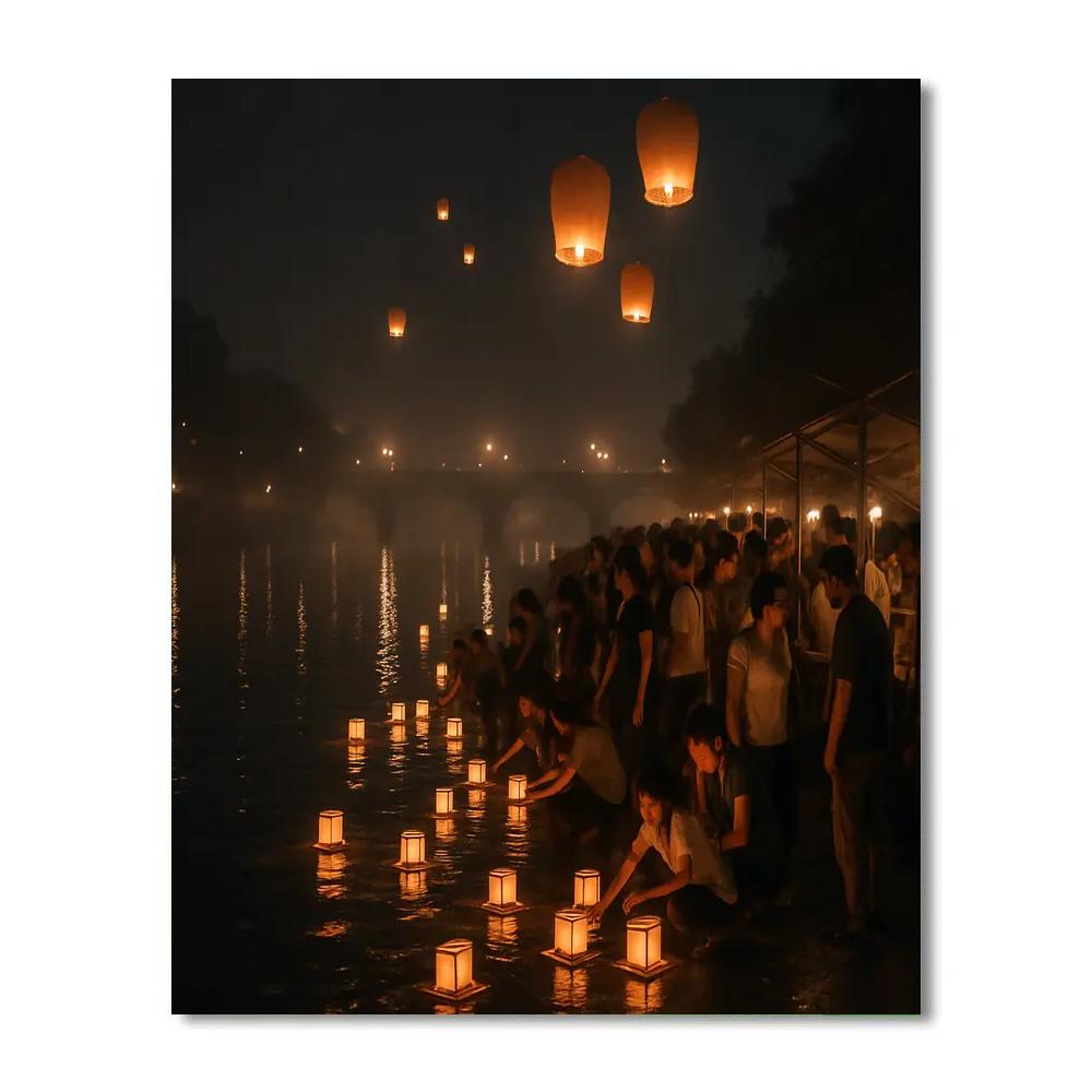 Taiwan Lantern Festival River Launch painting number kit