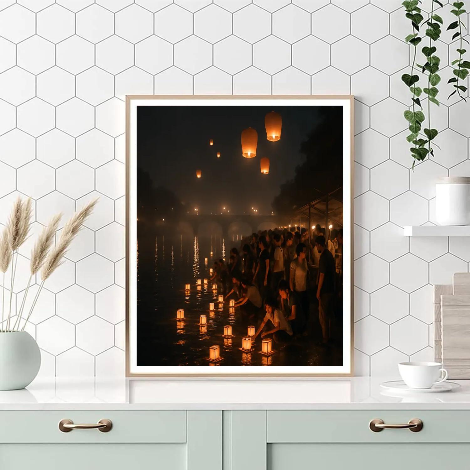 Taiwan Lantern Festival River Launch painting number kit