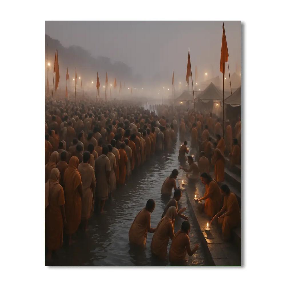 Kumbh Mela River Gathering Number painting