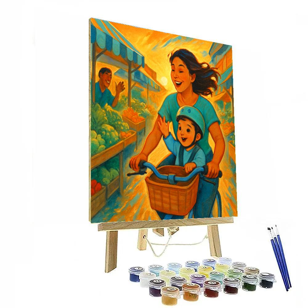 Sunrise Market Bike Ride paint by numbers