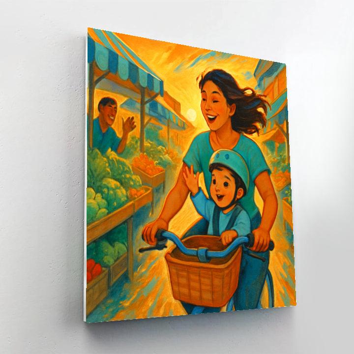 Sunrise Market Bike Ride paint by numbers