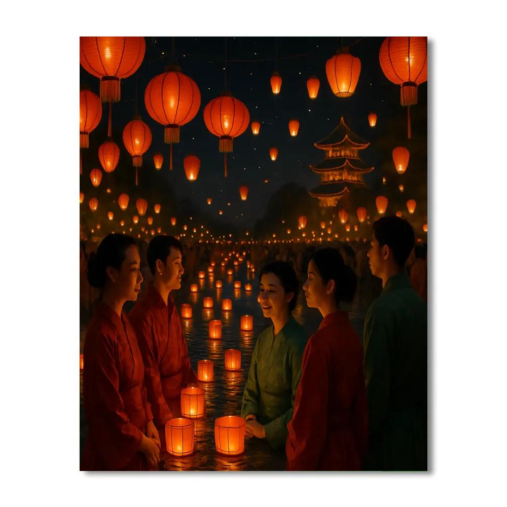 Chinese Lantern Festival Night Numbered painting kits