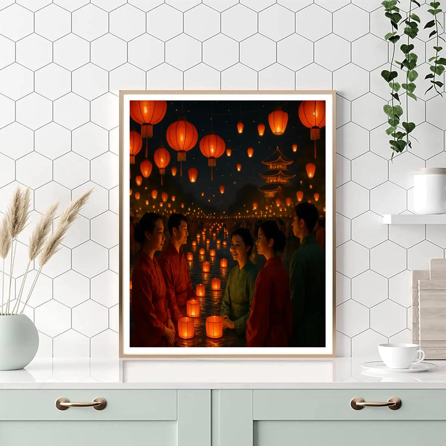 Chinese Lantern Festival Night Numbered painting kits