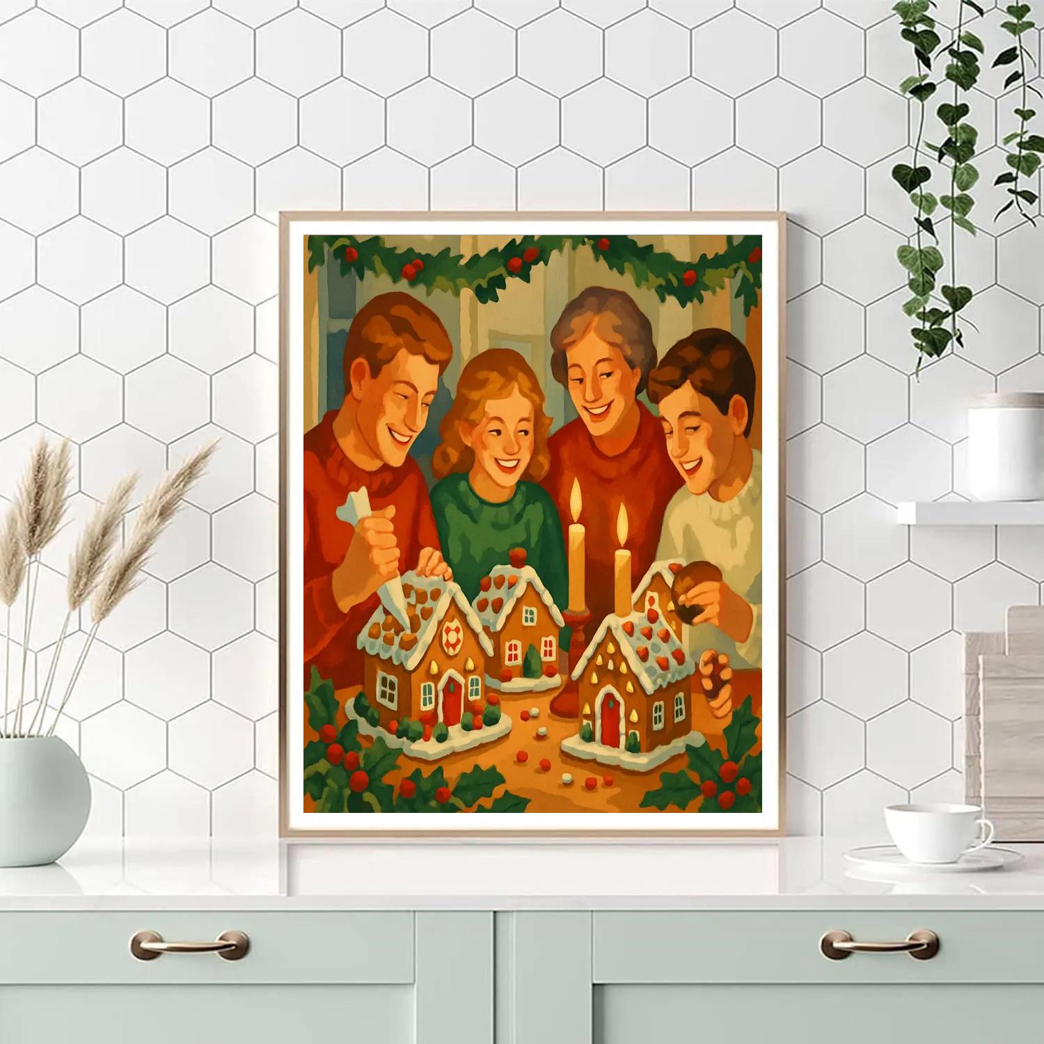Gingerbread Gathering painting number kit