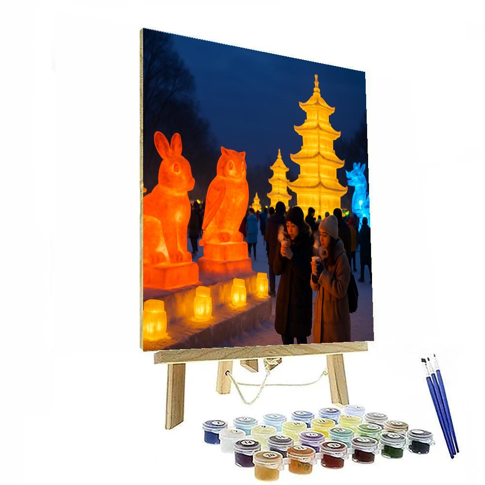 Harbin Ice Lantern Festival Twilight Painting by numbers kit