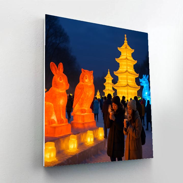 Harbin Ice Lantern Festival Twilight Painting by numbers kit
