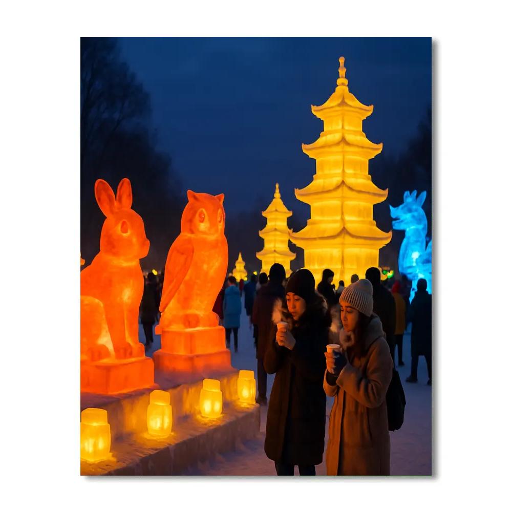 Harbin Ice Lantern Festival Twilight Painting by numbers kit