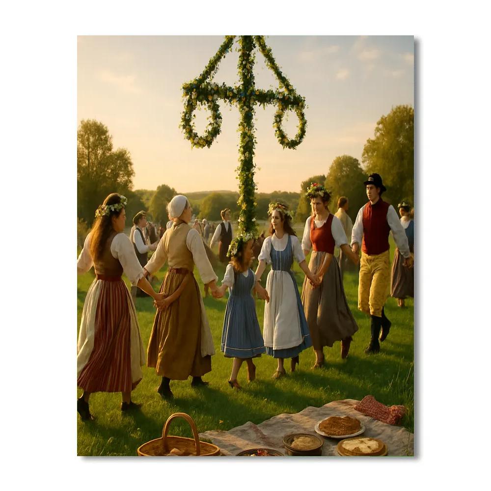 Midsummer Celebration In Sweden paint by numbers