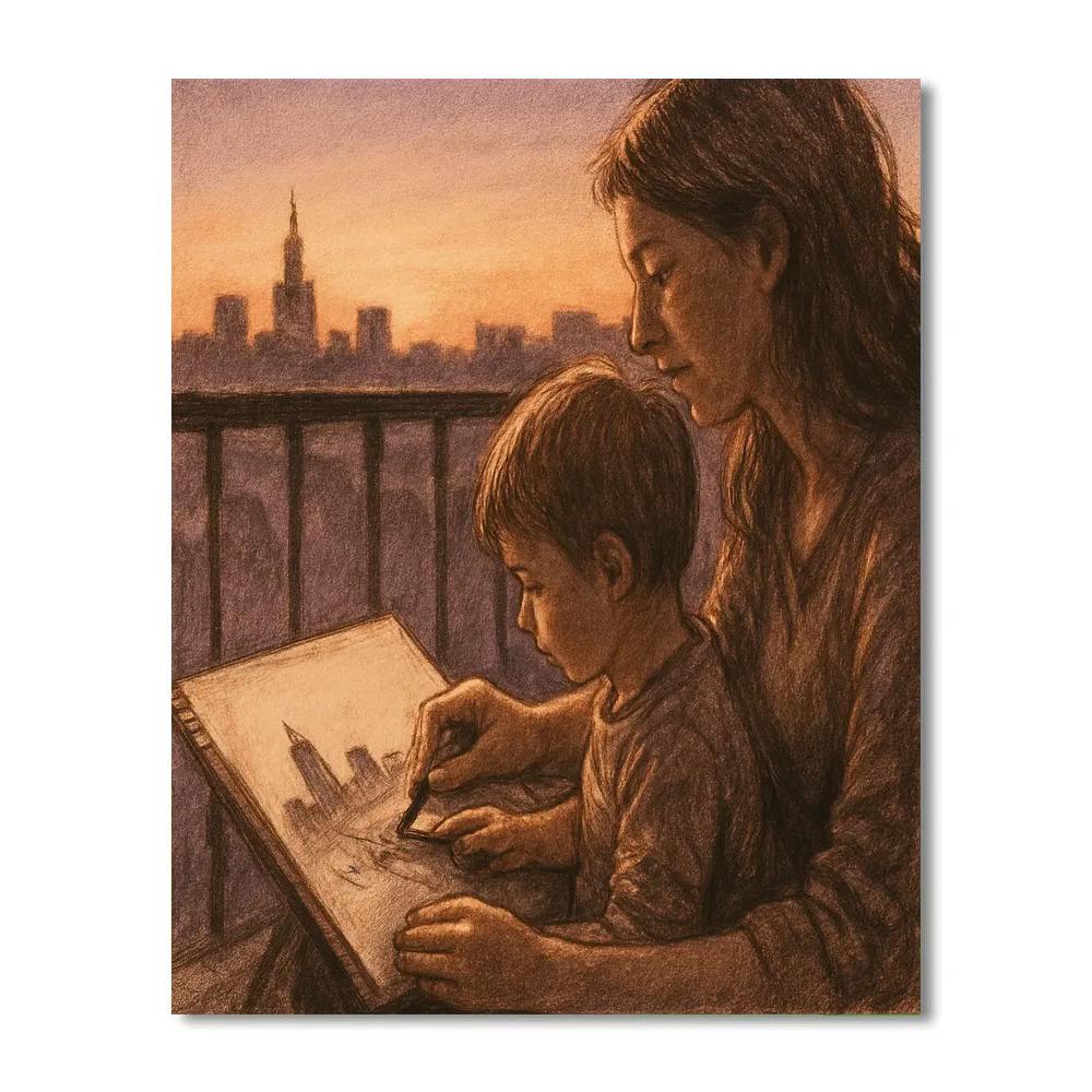 Quiet Sunset Sketching DIY paint by numbers