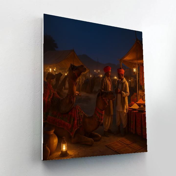 Pushkar Night Camel Market DIY paint by numbers