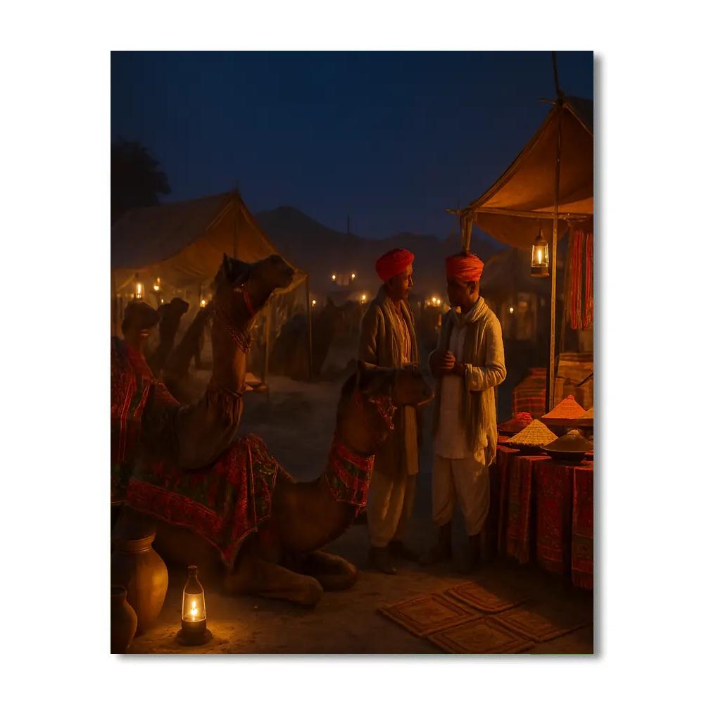 Pushkar Night Camel Market DIY paint by numbers