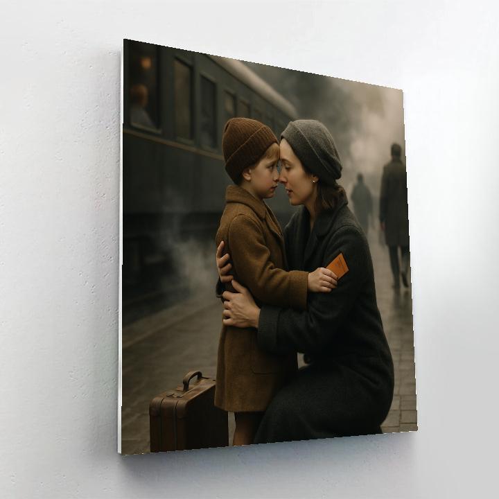 Train Station Goodbye Hug painting number kit