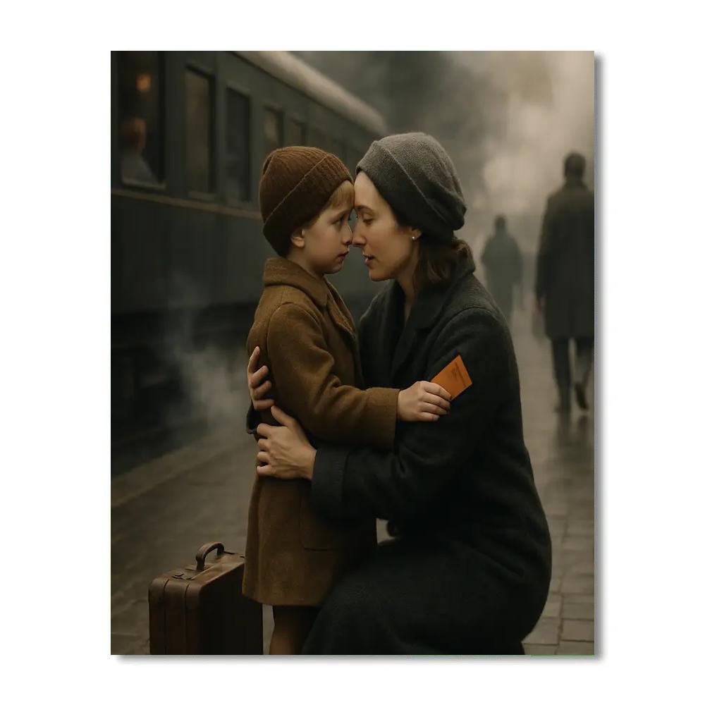 Train Station Goodbye Hug painting number kit