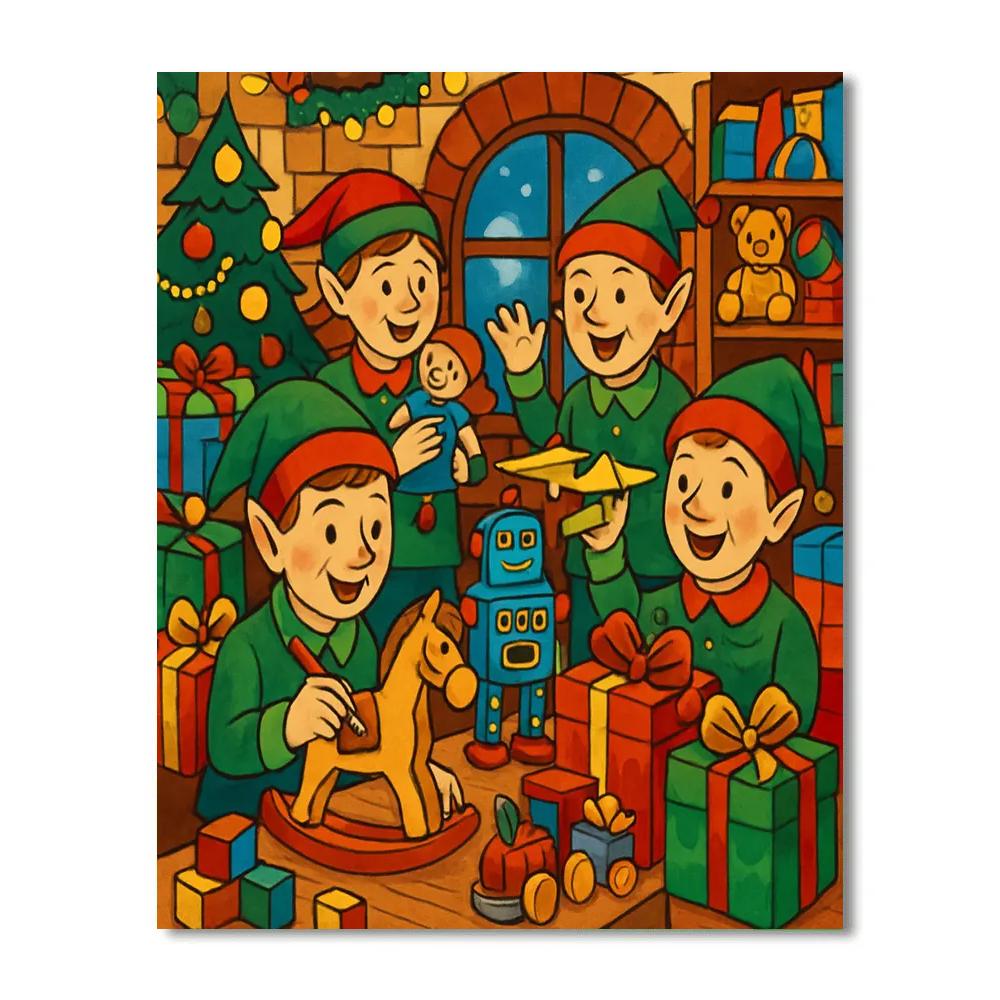 Elves At Work painting number kit