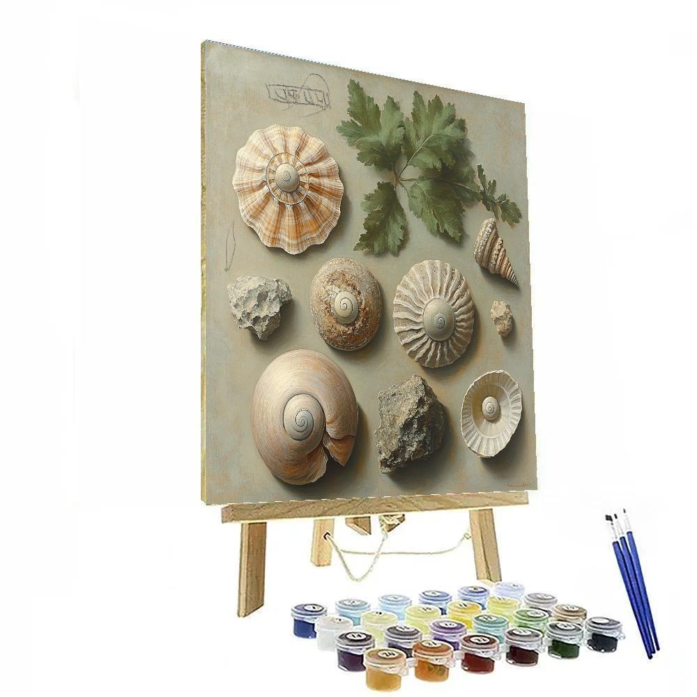 Leonardo Da Vinci Inspired Garden Of Fossil Fragments paint by number