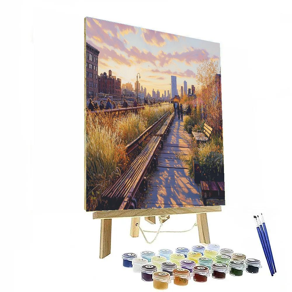 High Line Elevated Park At Golden Hour New York United States Paint by numbers kits