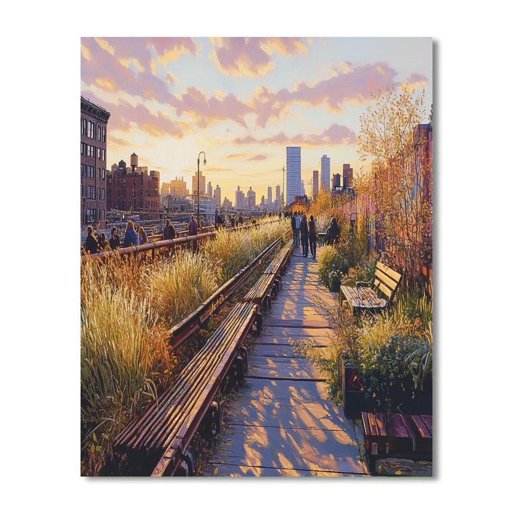 High Line Elevated Park At Golden Hour New York United States Paint by numbers kits