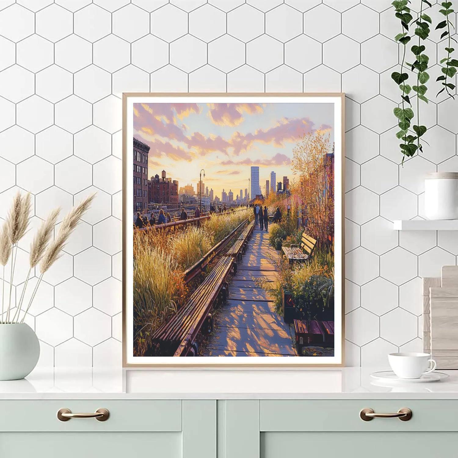 High Line Elevated Park At Golden Hour New York United States Paint by numbers kits