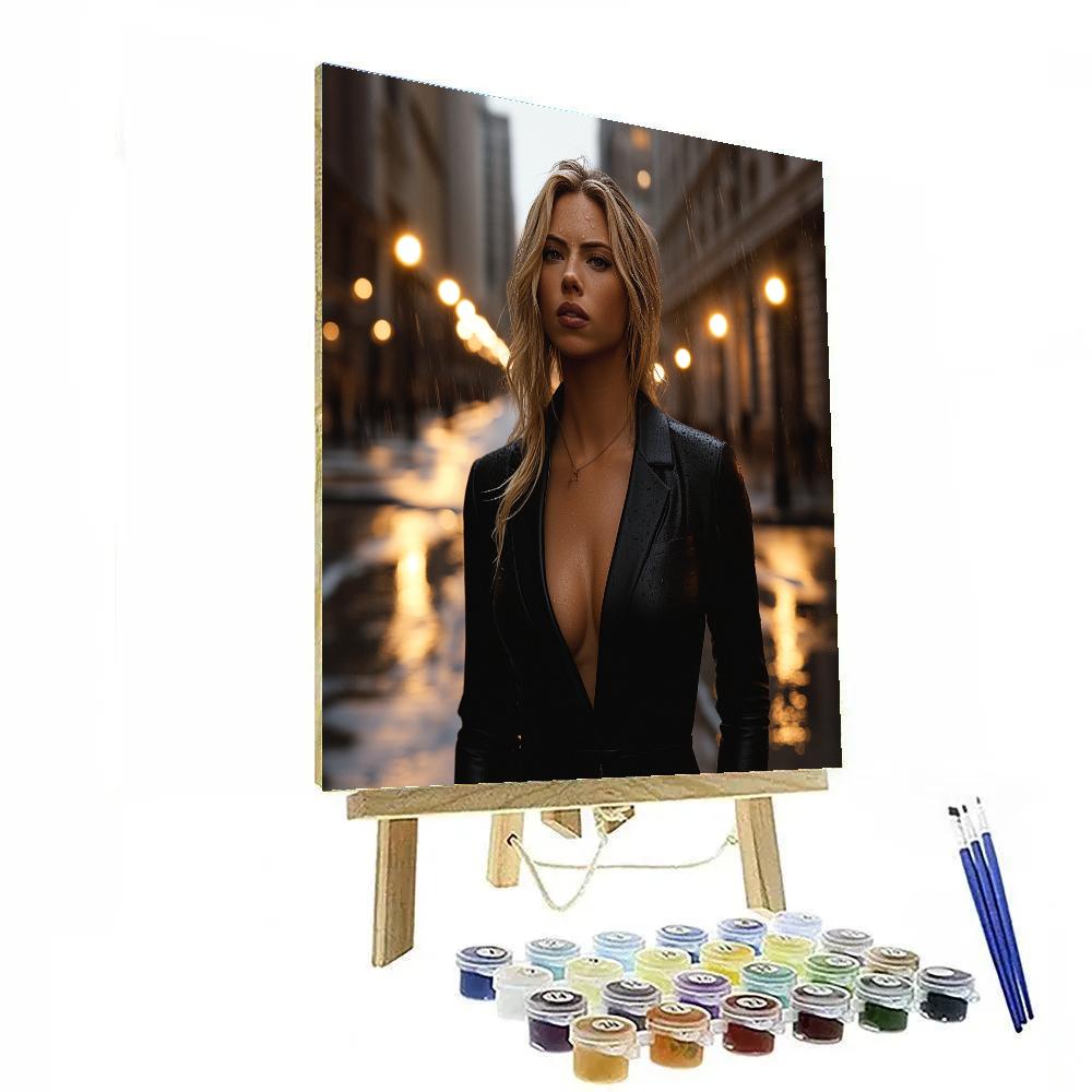 Scarlett Johansson: The Quiet Shadow Of The Night Operative paint by number