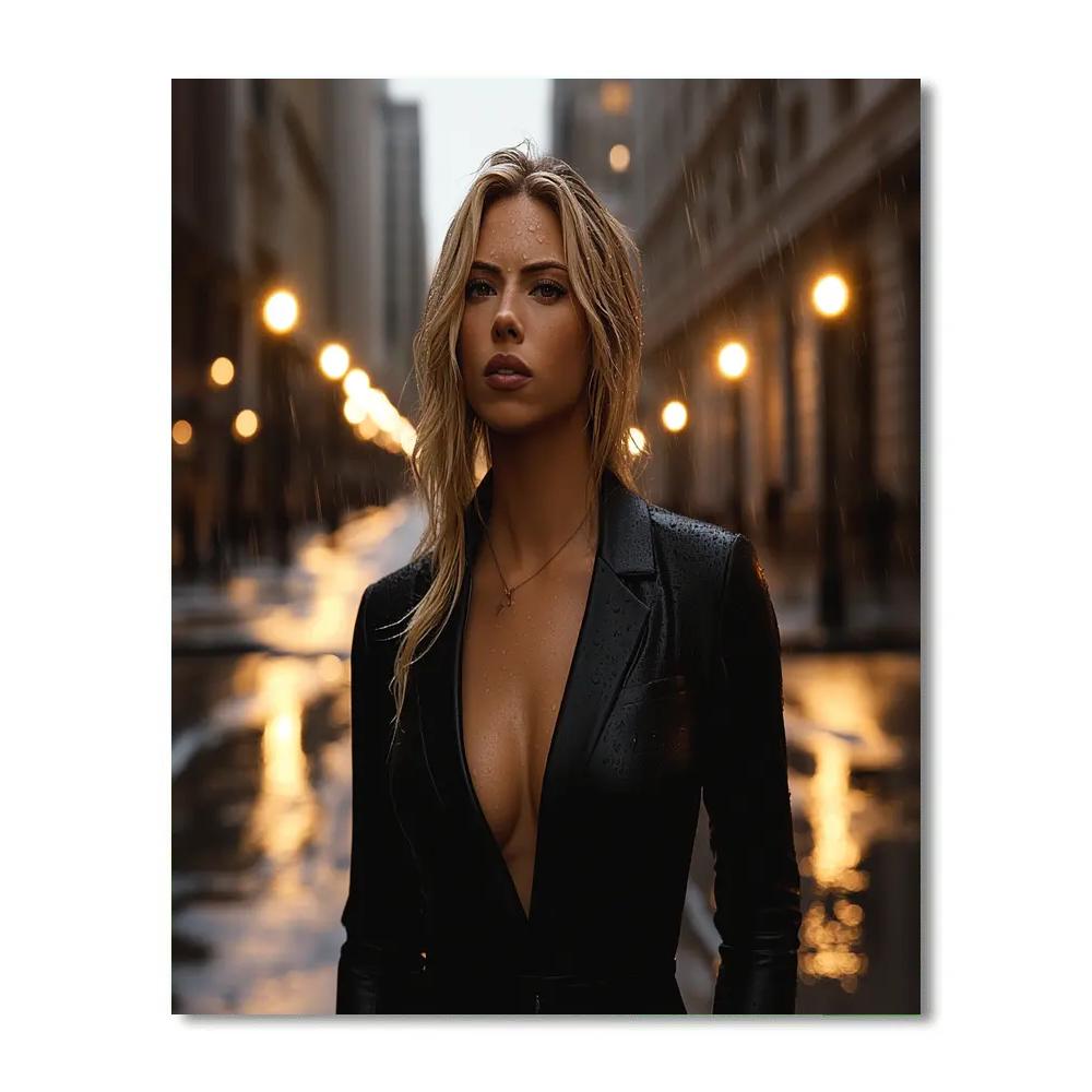 Scarlett Johansson: The Quiet Shadow Of The Night Operative paint by number