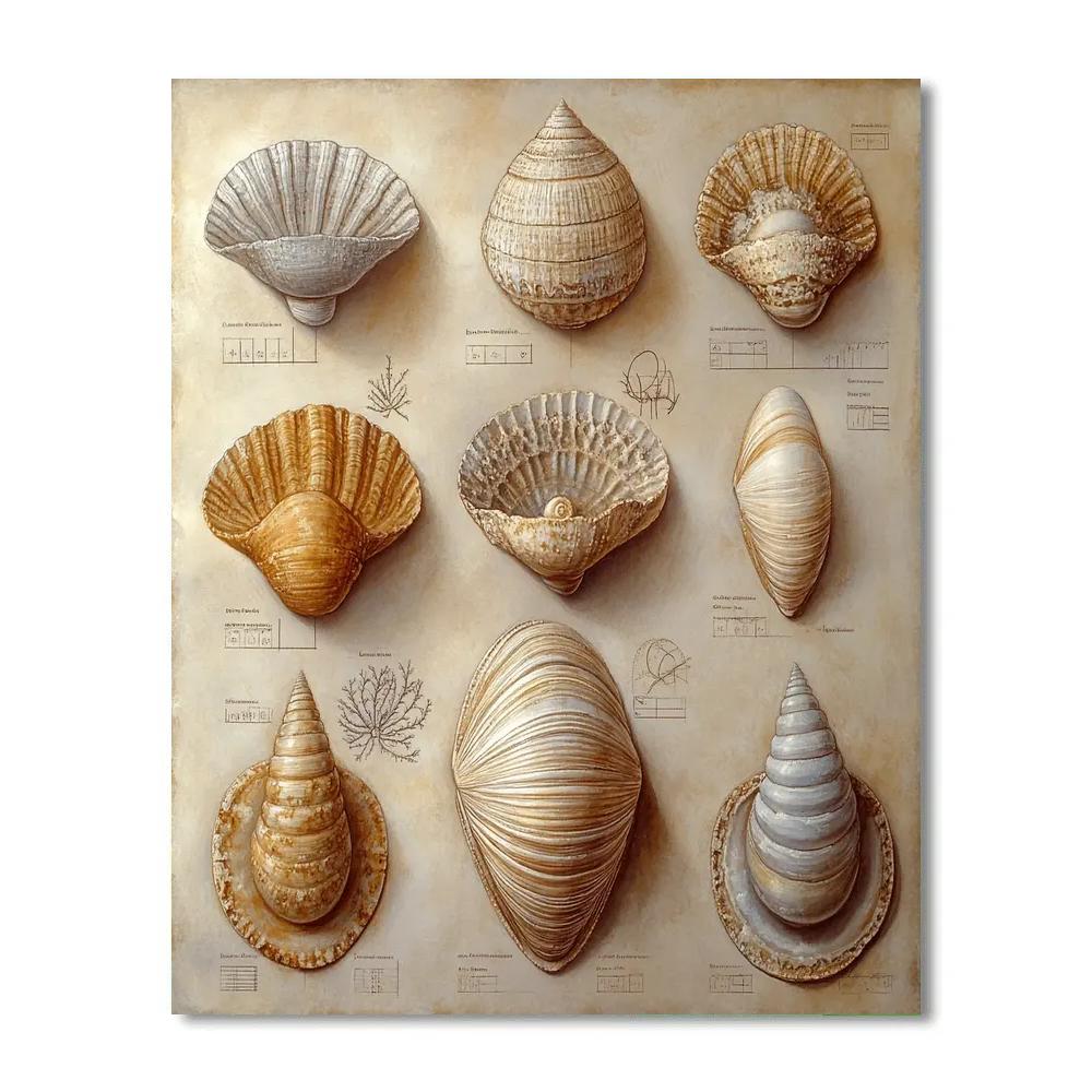 Leonardo Da Vinci Inspired Oceanic Fossil Studies paint by number