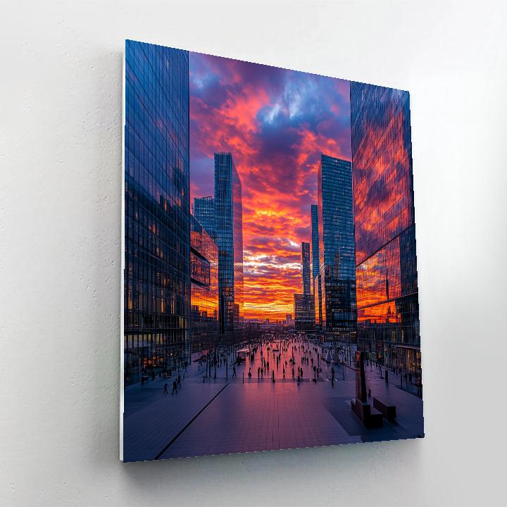Sunset Over La Défense Skyline Paris France painting number kit