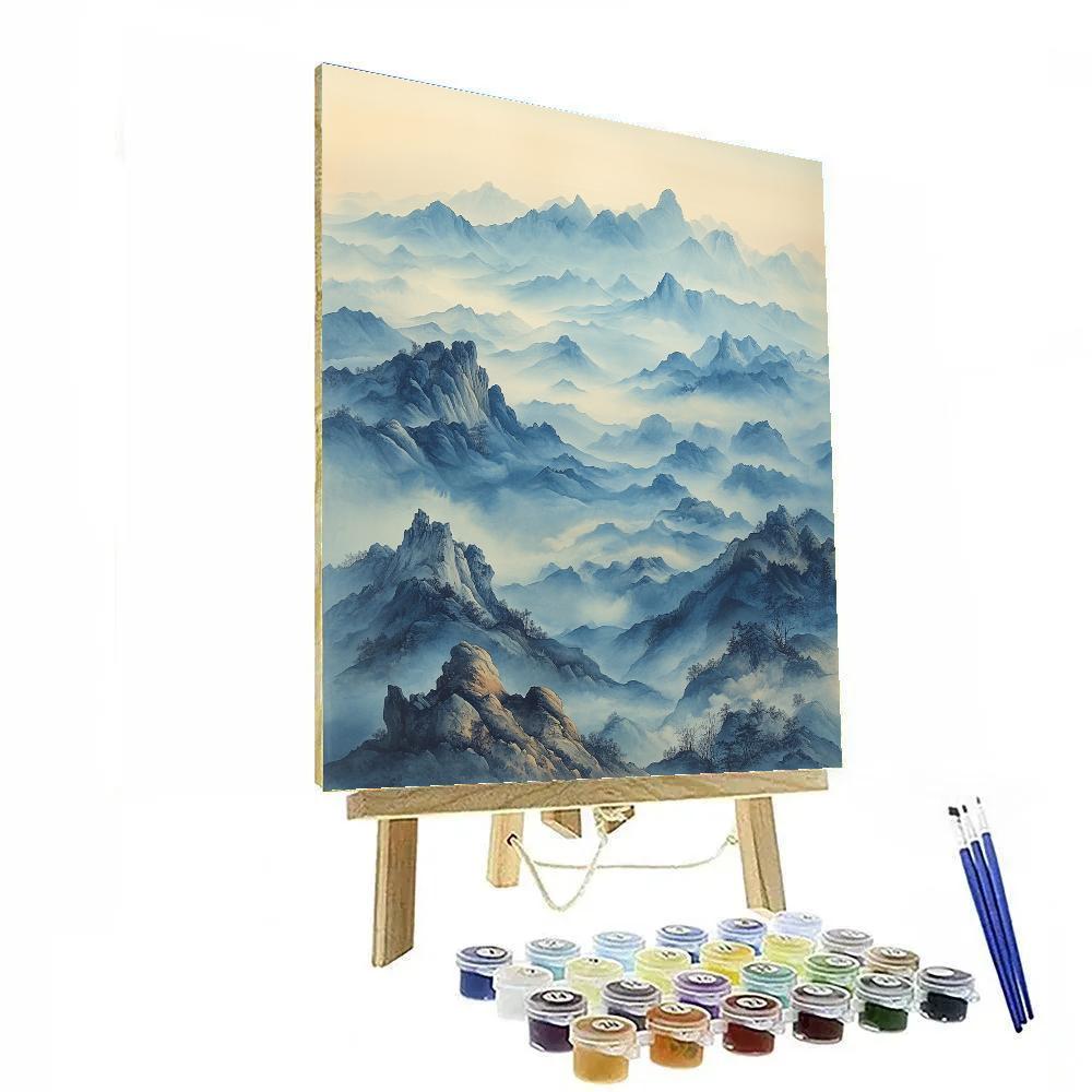 Leonardo Da Vinci Inspired Mountainous Mistscape Numbered painting kits