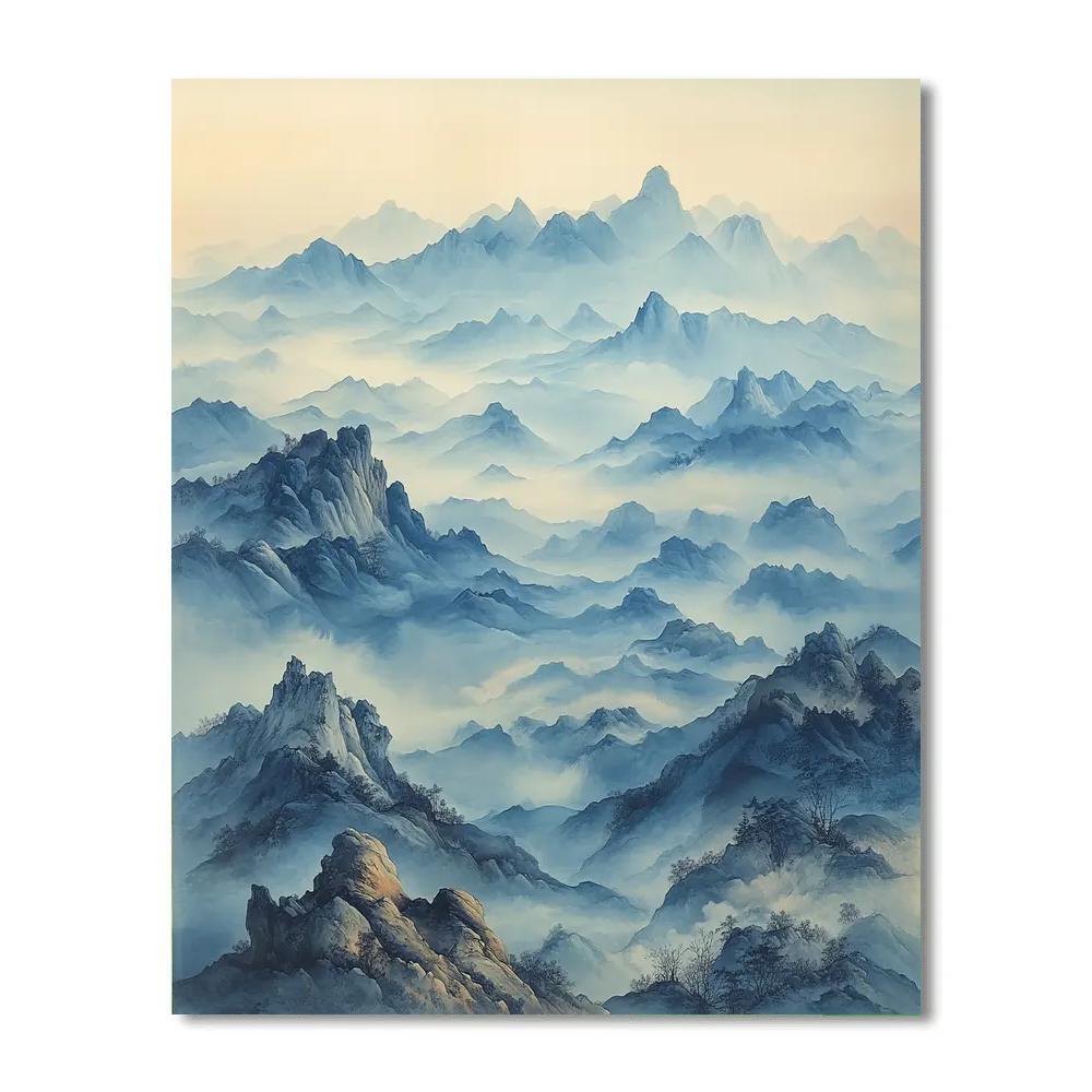 Leonardo Da Vinci Inspired Mountainous Mistscape Numbered painting kits