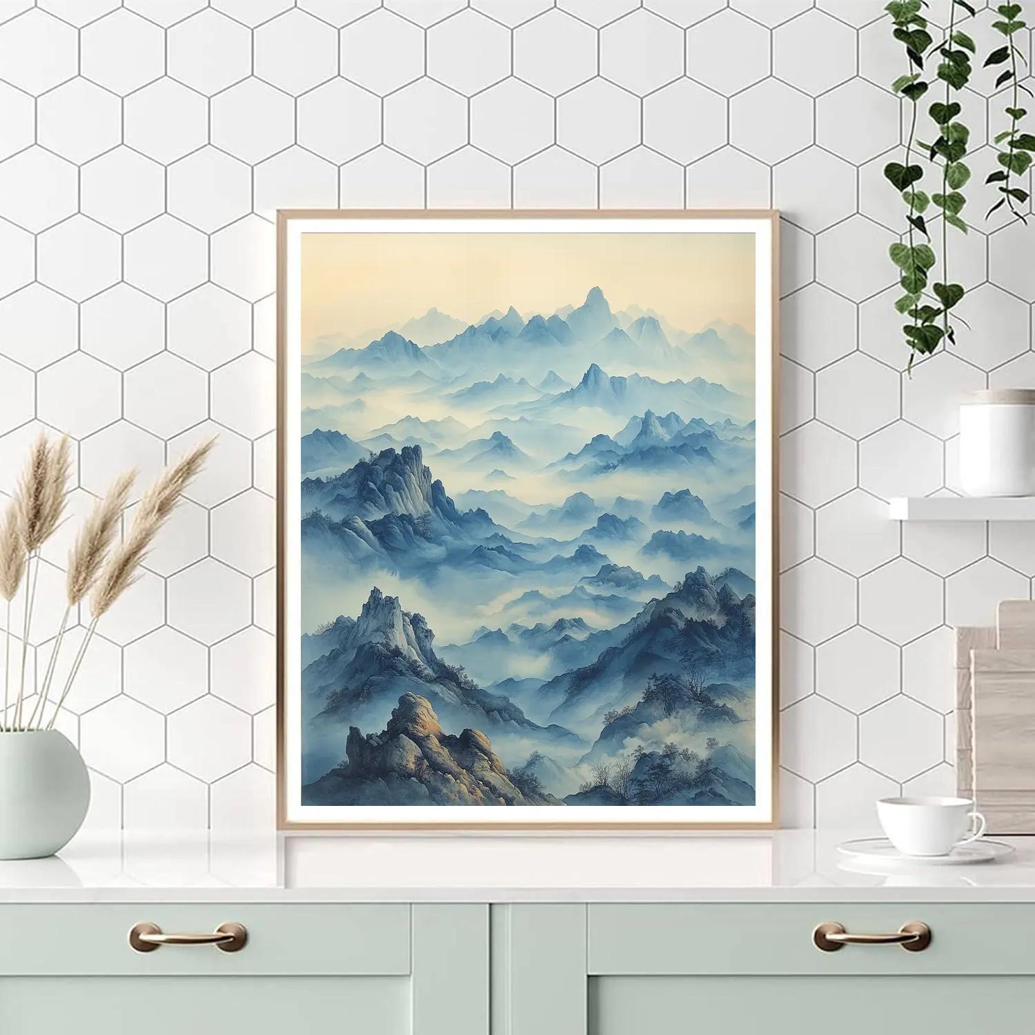 Leonardo Da Vinci Inspired Mountainous Mistscape Numbered painting kits