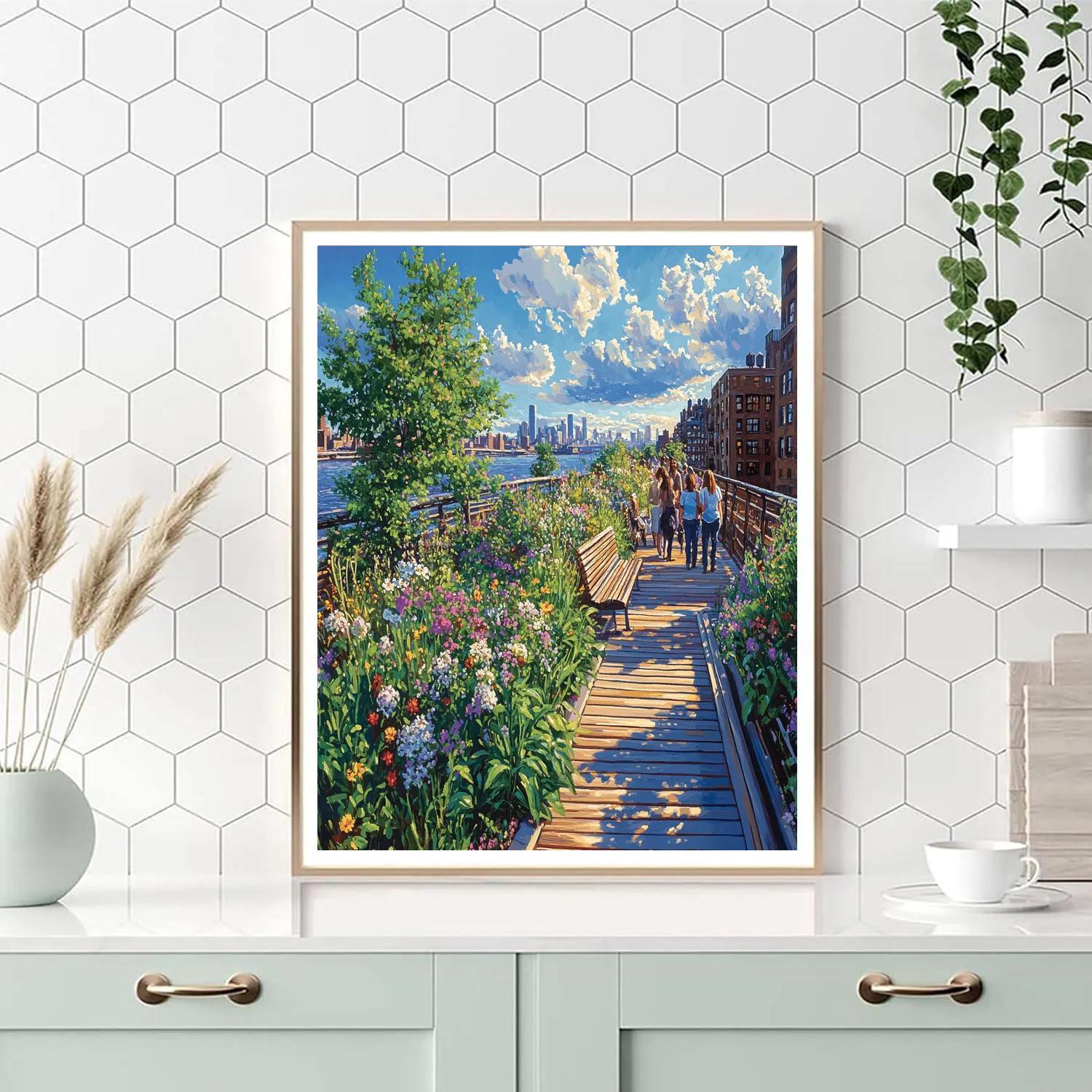 Tranquil Green Oasis At The High Line New York City USA paint by numbers