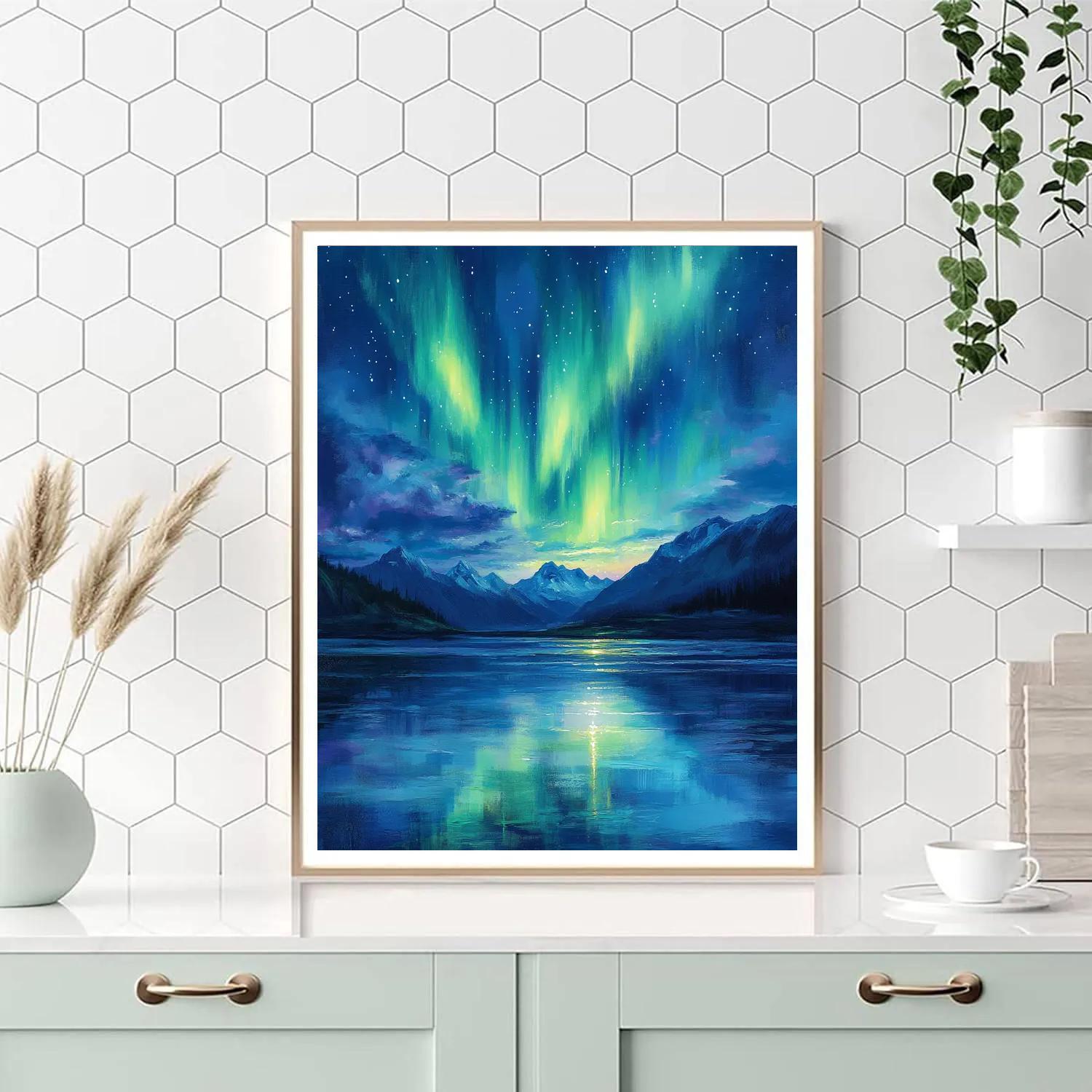 Leonardo Da Vinci Inspired Celestial Aurora painting number kit