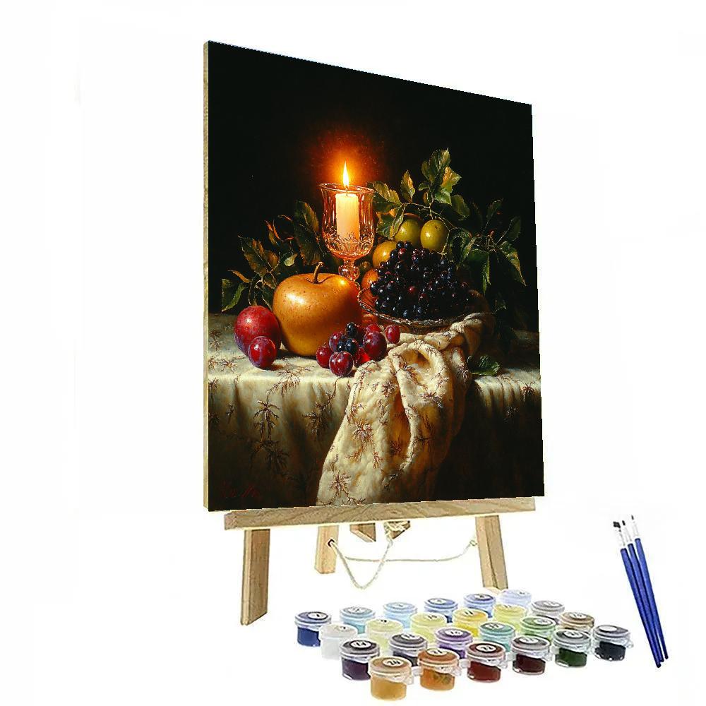 Rembrandt Inspired Candlelit Still Life paint by number